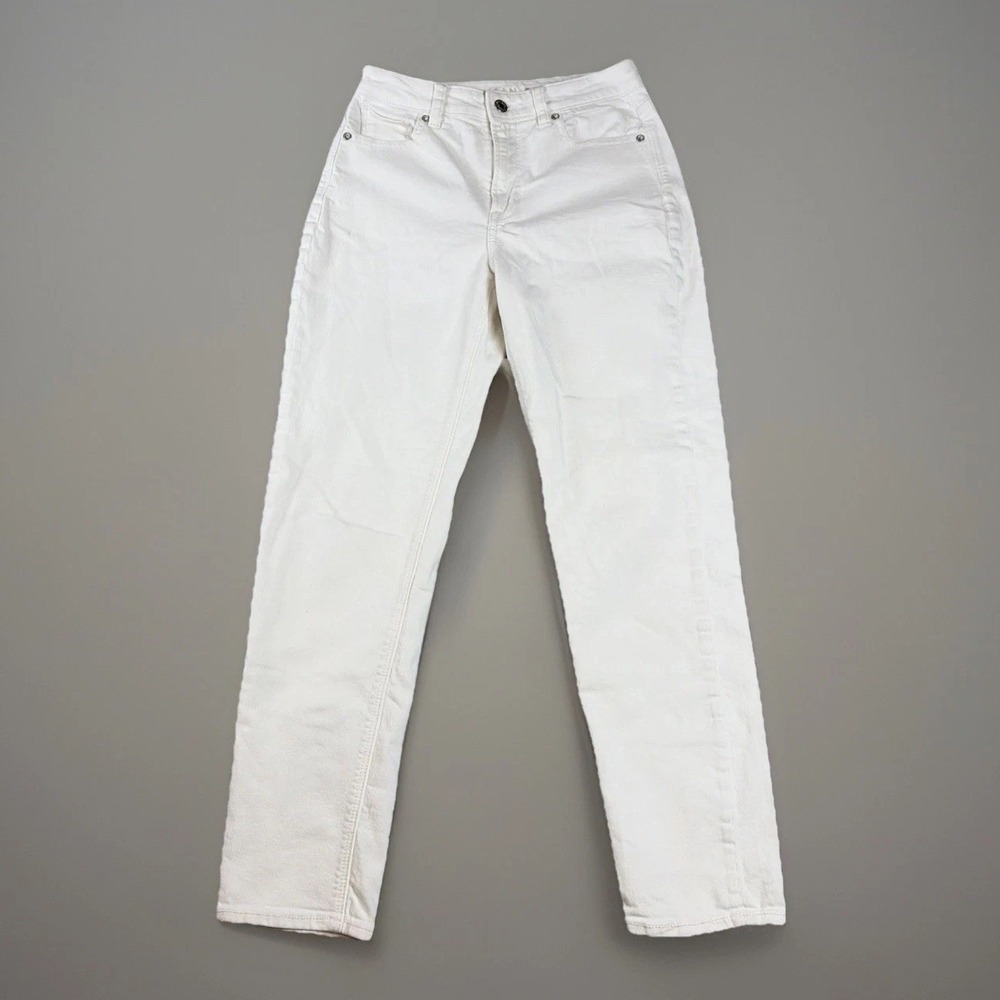 American Eagle Mom Jeans Womens 0 White High Rise Stretch Denim Tapered Leg